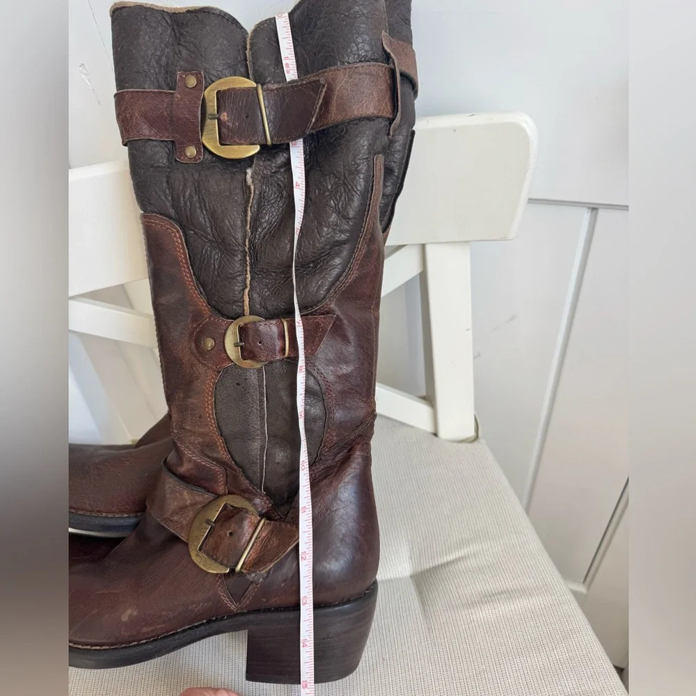 Manas Design Brown Leather Winter Boots Size 37 Made in Italy